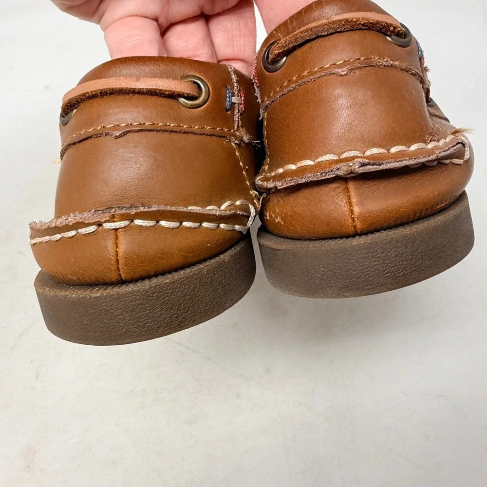 Tommy Hilfiger Mens Tan Leather Boat Shoes Nautical Loafers Size 7